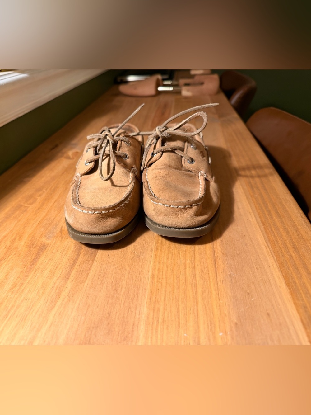 Sperry Brown Leather Boat Shoes with Rawhide Laces - Picture 4 of 5